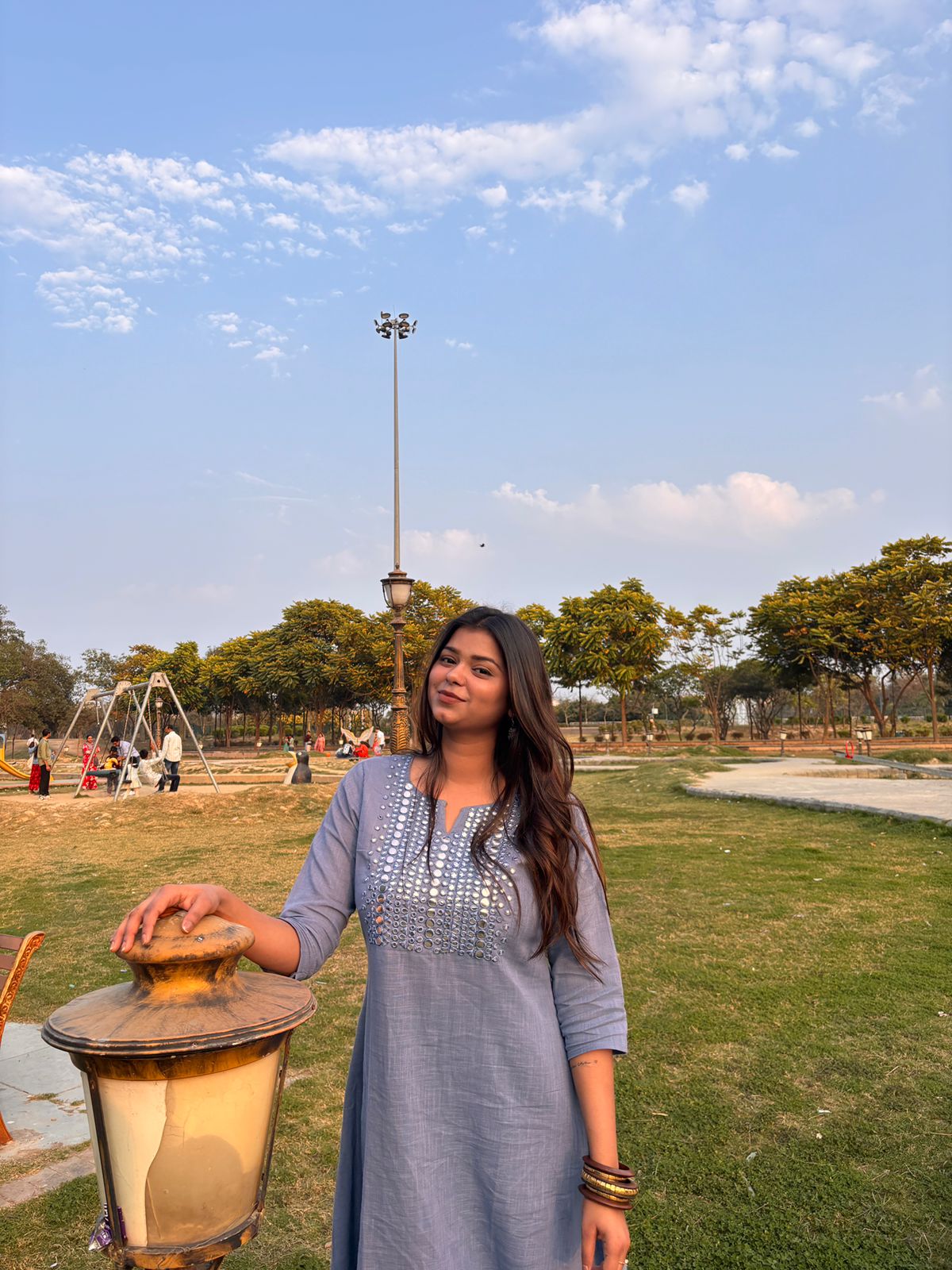 English blue kurta pant set