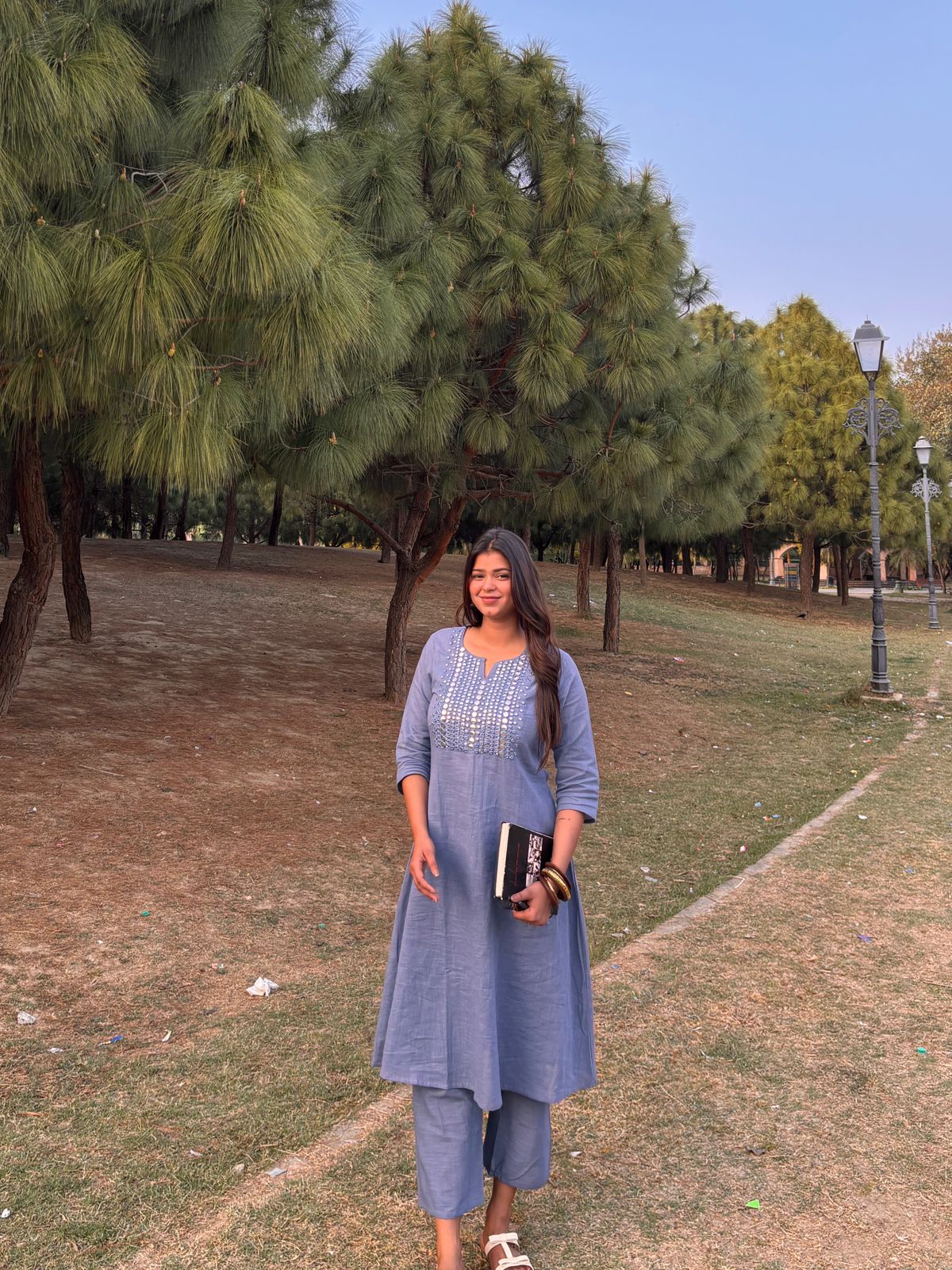 English blue kurta pant set