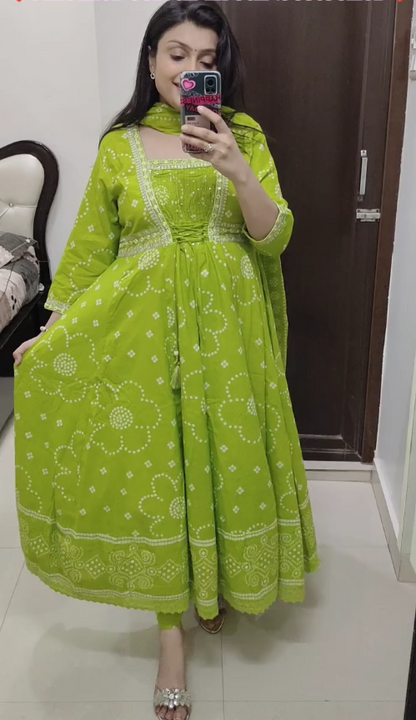 Cotton Anarkali Kurti with Dupatta – Festive & Wedding Wear