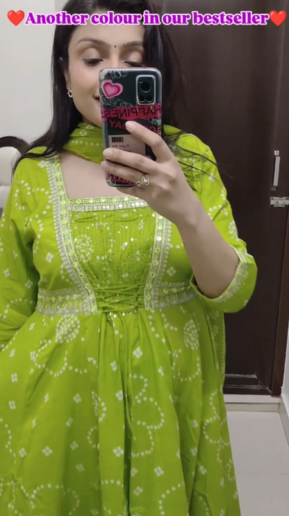 Cotton Anarkali Kurti with Dupatta – Festive & Wedding Wear