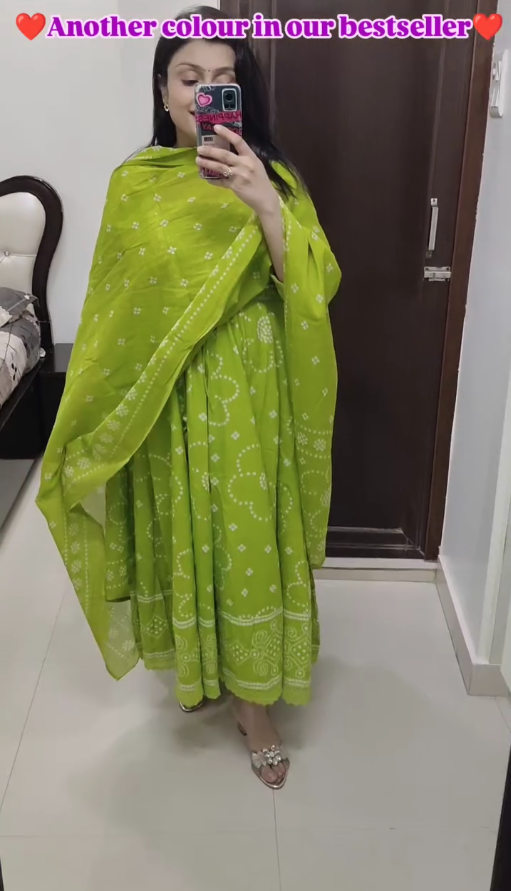 Cotton Anarkali Kurti with Dupatta – Festive & Wedding Wear