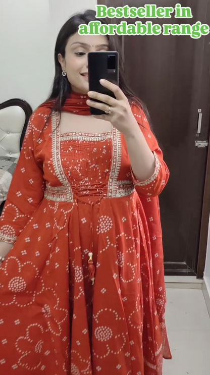 Cotton Anarkali Kurti with Dupatta – Festive & Wedding Wear