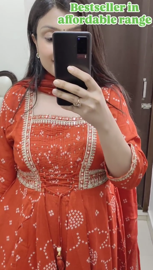 Cotton Anarkali Kurti with Dupatta – Festive & Wedding Wear