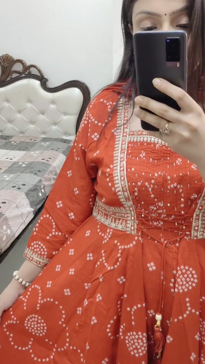 Cotton Anarkali Kurti with Dupatta – Festive & Wedding Wear