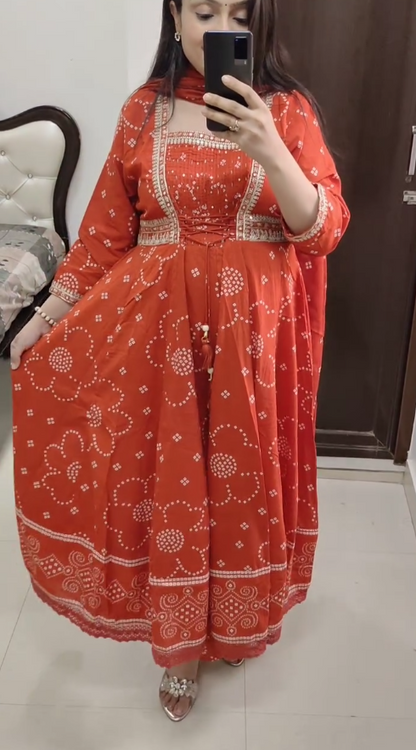 Cotton Anarkali Kurti with Dupatta – Festive & Wedding Wear
