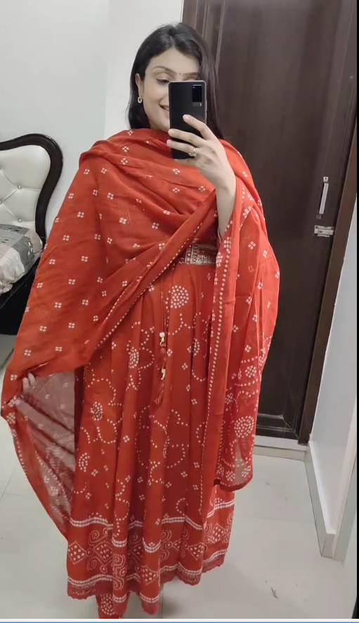 Cotton Anarkali Kurti with Dupatta – Festive & Wedding Wear