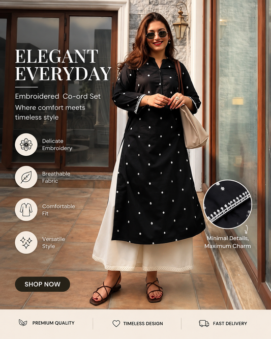 embroidered kurta set women