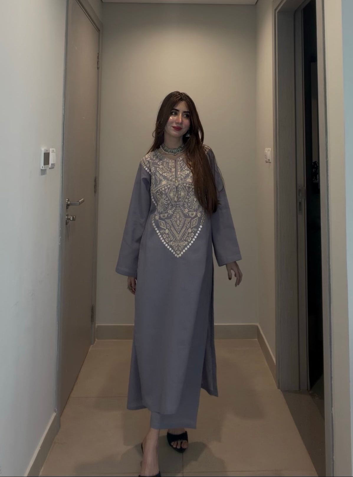 English Blue Cotton Co-Ord Set for Women | Zari Embroidered Kurta Palazzo Set | Summer Ethnic Wear