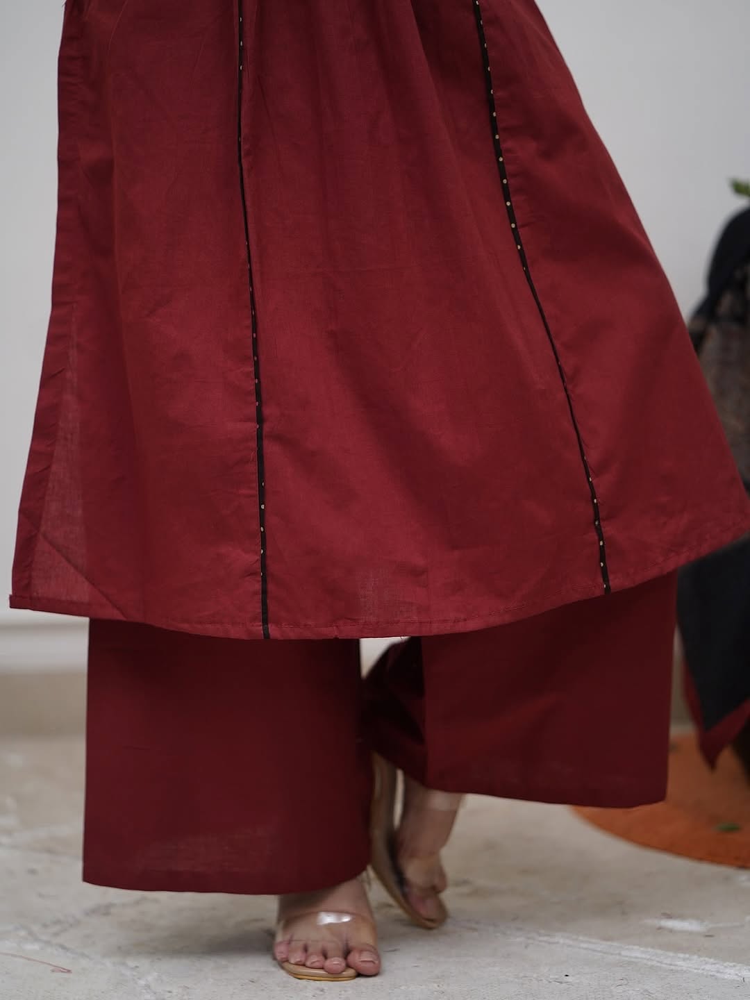 Women Cotton Anarkali Kurta Set with Mirror Work & Dupatta