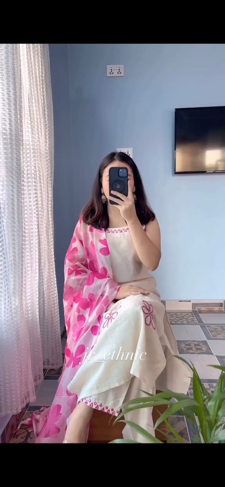 Hand Work Soft Cotton Kurta Pant Dupatta Set