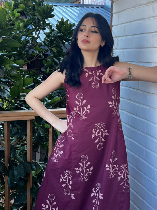 Maroon Handblock print co-ord set