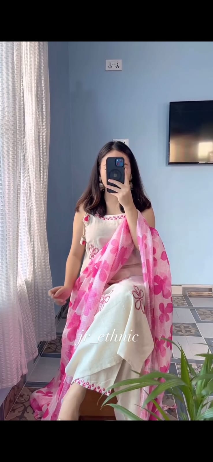 Hand Work Soft Cotton Kurta Pant Dupatta Set